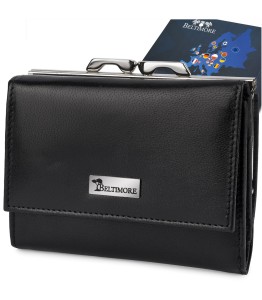 BELTIMORE portfel damski skórzany średni z biglem P260 czarny