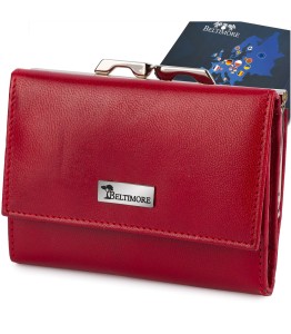 BELTIMORE portfel damski skórzany średni z biglem P260 czerwony