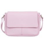 VERA PELLE torebka damska skórzana listonoszka z klapą i paskiem na ramię V556 różowa