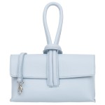 VERA PELLE torebka damska skórzana listonoszka z paskiem na ramię V682 jasna niebieska