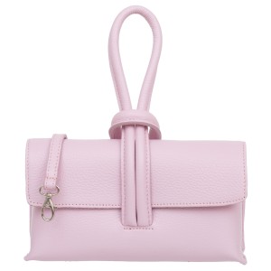 VERA PELLE torebka damska skórzana listonoszka z paskiem na ramię V682 różowa