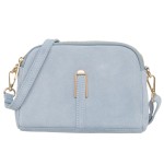 VERA PELLE torebka damska zamszowa listonoszka z paskiem na ramię V712 jasna niebieska