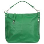 VERA PELLE torebka damska skórzana worek z paskiem na ramię V388 zielona