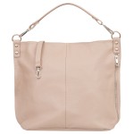 VERA PELLE torebka damska skórzana worek z paskiem na ramię V388 jasna różowa