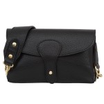 VERA PELLE torebka damska skórzana listonoszka instagramka z szerokim paskiem na ramię V725 czarna