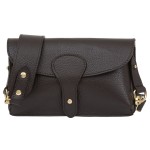 VERA PELLE torebka damska skórzana listonoszka instagramka z szerokim paskiem na ramię V725 ciemna brązowa