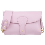 VERA PELLE torebka damska skórzana listonoszka instagramka z szerokim paskiem na ramię V725 różowa
