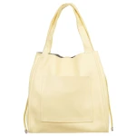 VERA PELLE torebka damska skórzana shopper z saszetką na ramię V497 jasna żółta