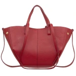 VERA PELLE torebka damska skórzana shopper mała rozpinana na ramię V695 ciemna czerwona