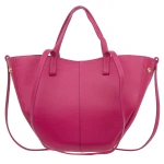 VERA PELLE torebka damska skórzana shopper mała rozpinana na ramię V695 fuksja
