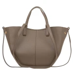 VERA PELLE torebka damska skórzana shopper mała rozpinana na ramię V695 ciemna taupe
