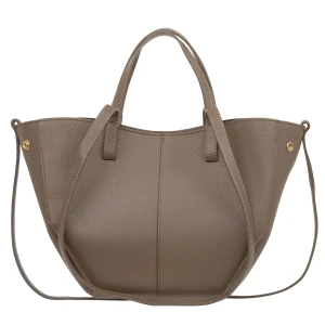 VERA PELLE torebka damska skórzana shopper mała rozpinana na ramię V695 ciemna taupe