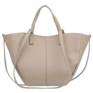 VERA PELLE torebka damska skórzana shopper mała rozpinana na ramię V695 jasna beżowa