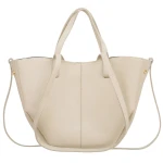 VERA PELLE torebka damska skórzana shopper mała rozpinana na ramię V695 kremowa