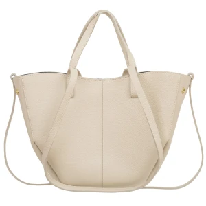 VERA PELLE torebka damska skórzana shopper mała rozpinana na ramię V695 kremowa