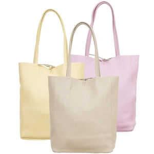 VERA PELLE torebka damska skórzana shopper z rzemykami i długimi rączkami na ramię V727 kolory