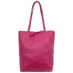 VERA PELLE torebka damska skórzana shopper z rzemykami i długimi rączkami na ramię V727 fuksja