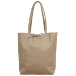 VERA PELLE torebka damska skórzana shopper z rzemykami i długimi rączkami na ramię V727 beżowa