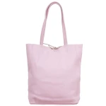 VERA PELLE torebka damska skórzana shopper z rzemykami i długimi rączkami na ramię V727 różowa