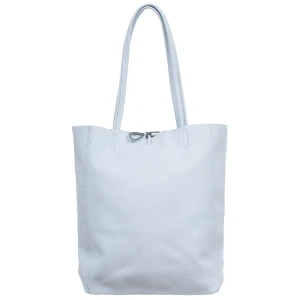 VERA PELLE torebka damska skórzana shopper z rzemykami i długimi rączkami na ramię V727 jasna niebieska