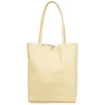 VERA PELLE torebka damska skórzana shopper z rzemykami i długimi rączkami na ramię V727 jasna żółta