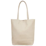 VERA PELLE torebka damska skórzana shopper z rzemykami i długimi rączkami na ramię V727 kremowa