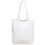 VERA PELLE torebka damska skórzana shopper z rzemykami i długimi rączkami na ramię V727 biała