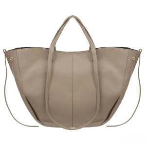 VERA PELLE torebka damska skórzana shopper duża rozpinana na ramię V713 taupe